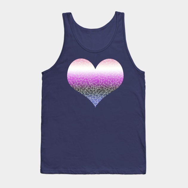 Ombré genderfluid colours and white swirls doodles heart Tank Top by Savousepate